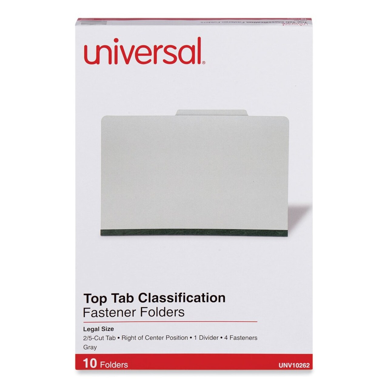 Universal 4-Section Pressboard Classification Folder - Legal, Gray (10/Box)